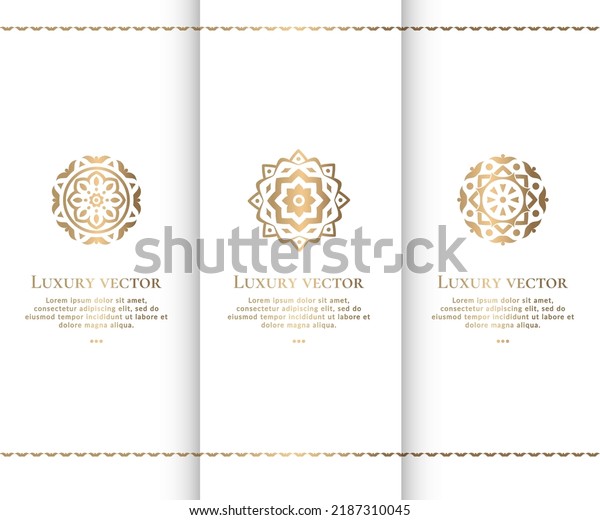 Set of\
golden mandala logos. Can be used for jewelry, beauty and fashion\
industry. Great for emblem, monogram, invitation, flyer, menu,\
brochure, background, or any desired\
idea.