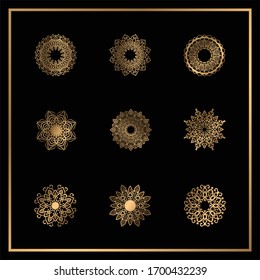 set golden mandala vector arabic background