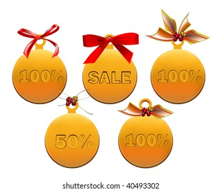set of the golden medals with christmas decoration