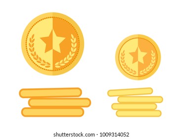 Set of golden medals. Vector illustration