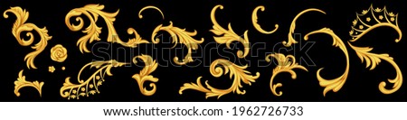 Set of golden metal curly elements ストックフォト © 