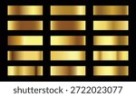 Set of golden metallic gradient template design decoration on black background .texture gold gradient 