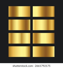 Set of golden metallic gradient template design decoration on black background .texture gold gradient
