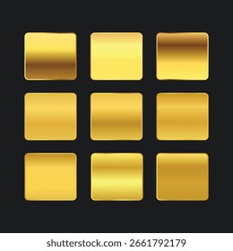 Set of golden metallic gradient template design decoration on black background .texture gold gradient
