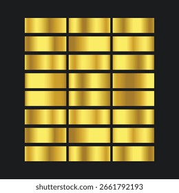 Set of golden metallic gradient template design decoration on black background .texture gold gradient
