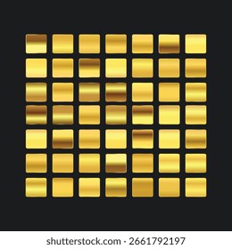 Conjunto de decoración de diseño de Plantilla de gradiente metálico dorado sobre fondo negro. gradiente de oro de textura
