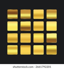 Set of golden metallic gradient template design decoration on black background .texture gold gradient

