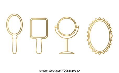set of golden mirrors icon- vector illustration
