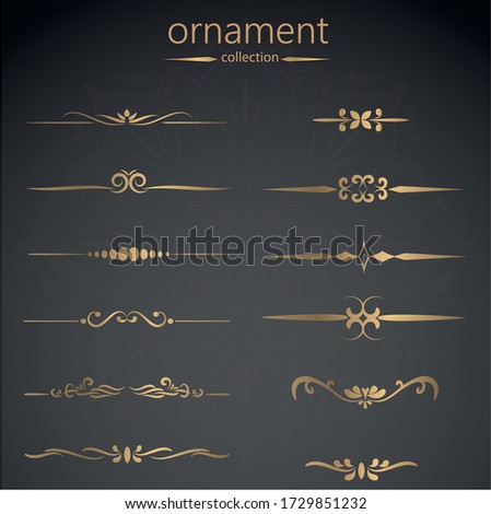  set of a golden ornament vector. a decorative elements for designing.