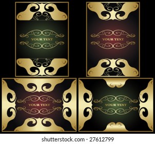 set golden ornamental frames