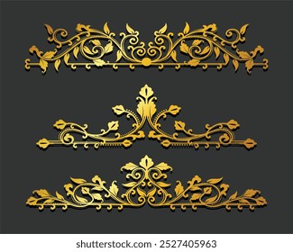 Set of golden ornaments collection