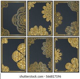 Set of golden packaging in luxury style. Vector illustration.