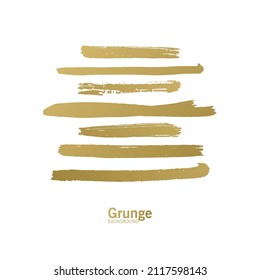 Set of Golden Paint Brush Strokes - Gold brush paint strokes, vector golden glitter texture