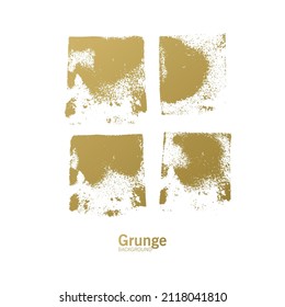 Set of Golden Paint Brush Strokes - Gold brush paint strokes, golden glitter texture, vector illustration