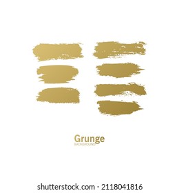 Set of Golden Paint Brush Strokes - Gold brush paint strokes, golden glitter texture, vector illustration