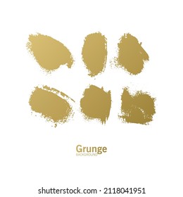 Juego de pinceles de pintura de pintura de pintura de pintura de pintura dorada, textura de brillo dorado, ilustración vectorial