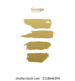 Set of Golden Paint Brush Strokes - Gold brush paint strokes, golden glitter texture, vector illustration
