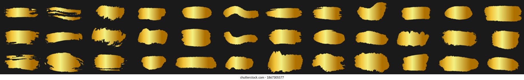 Set of golden paint strokes to make a background for your design, vector.
