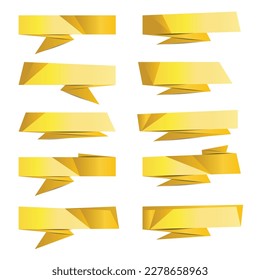 Reihe goldener Papierbanner mit Schatten