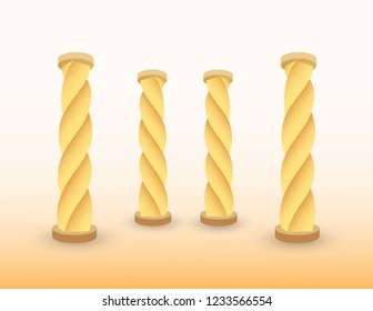 A set of golden pillars or columns of building in prehistoric period vector illustration