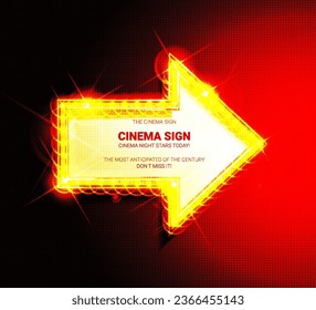 A set of golden pointer arrows with light bulbs. Beautiful vintage-style signage. Vector illustration