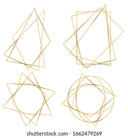 Conjunto de marcos dorados de lujo polígono. Ilustración del vector EPS10