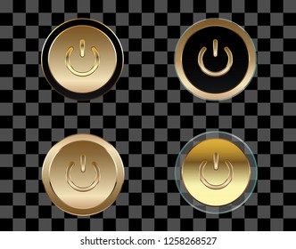 Set Golden Power buttons, four on off web icon
