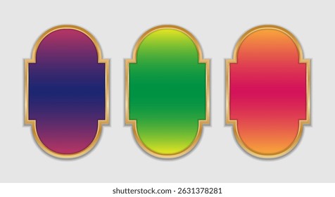 Conjunto de Ramadán dorado, Moslem, sello islámico, marco, borde con color degradado para volante, póster, Anuncio, saludo, etc Vector editable de alta calidad