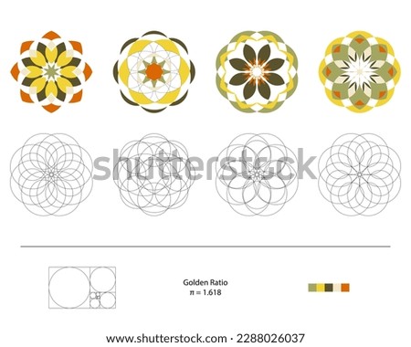 Set of golden ratio circles.