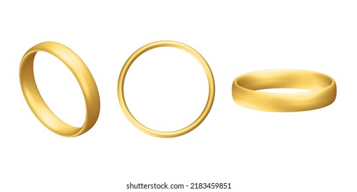 Set of golden realistic wedding ring Anniversary romantic surprise