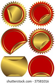  Set golden and red  labels on a white background (vector)