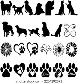 Set Golden Retriever dog silhouettes    isolated vector illustration  Golden Retriever Vector