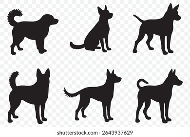 Set of Golden Retriever dog silhouettes - isolated vector illustration on Transparent Background. EPS 10.