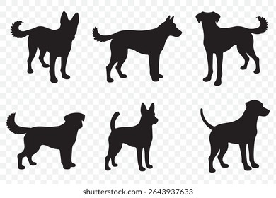 Set of Golden Retriever dog silhouettes - isolated vector illustration on Transparent Background. EPS 10.