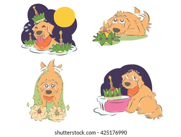 set of Golden Retriever in Loy Krathong festival