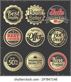 Set of golden retro badges