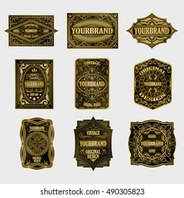 Set of golden retro label with space for your text.