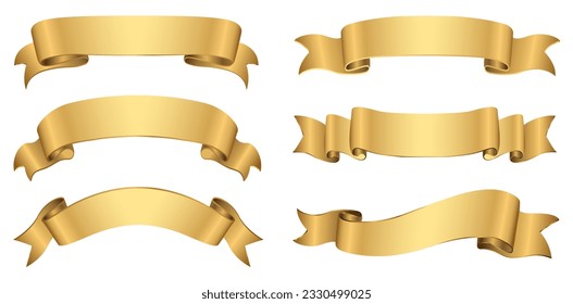 Set of golden ribbon banners.Elegant gold ribbons.