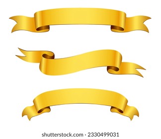 Set of golden ribbon banners.Elegant gold ribbons.