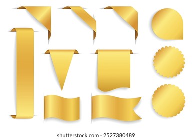 Set of golden ribbon illustrations for festival decoration. Illustration and vector.