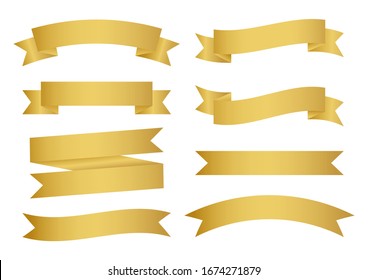 set golden ribbons collection. banners flat Isolated on white background. vector illustration.