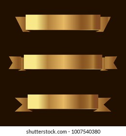 Set of golden ribbons vector.
