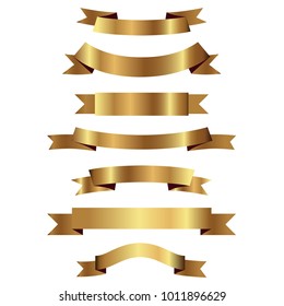 Set of golden ribbons vector.