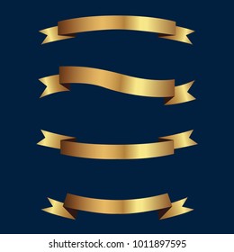Set of golden ribbons vector.