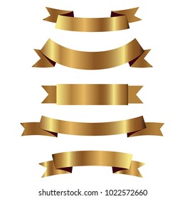 Set of golden ribbons vector.