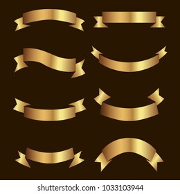 Set of golden ribbons vector.