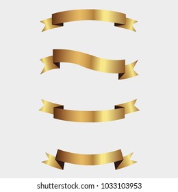 Set of golden ribbons vector.