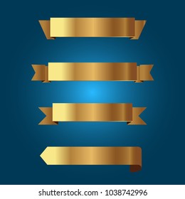Set of golden ribbons vector.