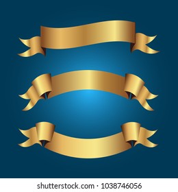 Set of golden ribbons vector.