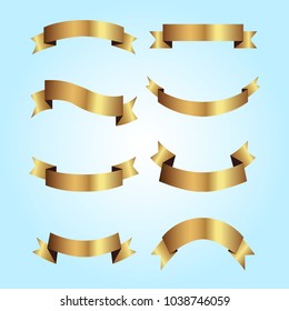 Set of golden ribbons vector.